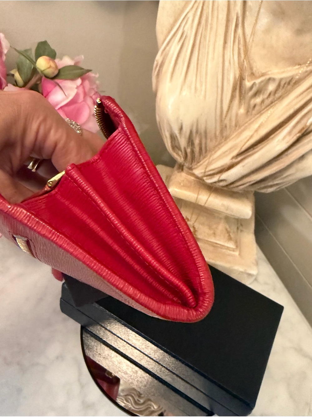 Prada Epi leather Red Textured Zip-Around Wallet with Gold Logo - Picture 13 of 17